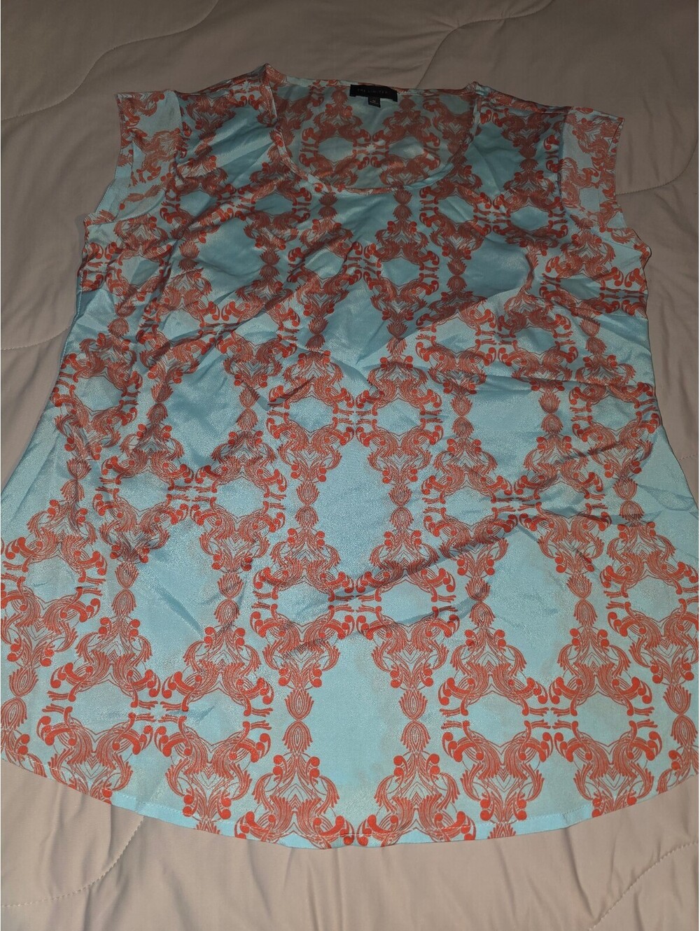 The Limited Womens Blouse Top Blue Orange Boho Paisley Print Size medium